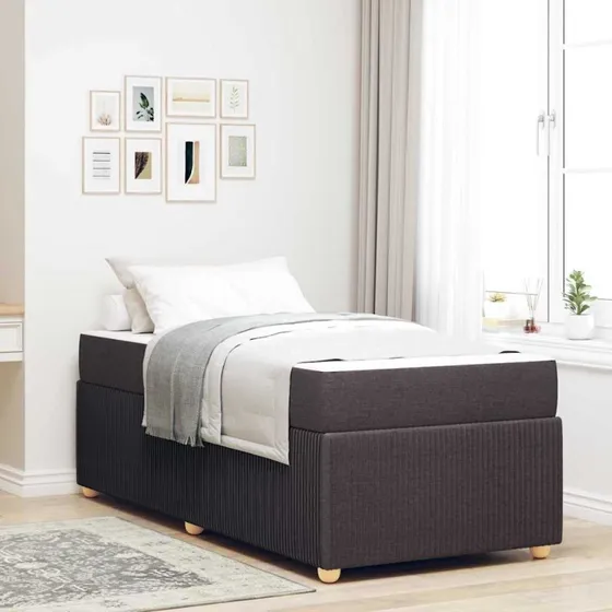 vidaXL Sengestel med Madras Mørk Brun 90 x 200 cm Stof