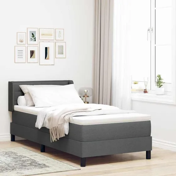vidaXL Boxspring Seng med Hovedgærde, Mørkegrå 200x80 cm
