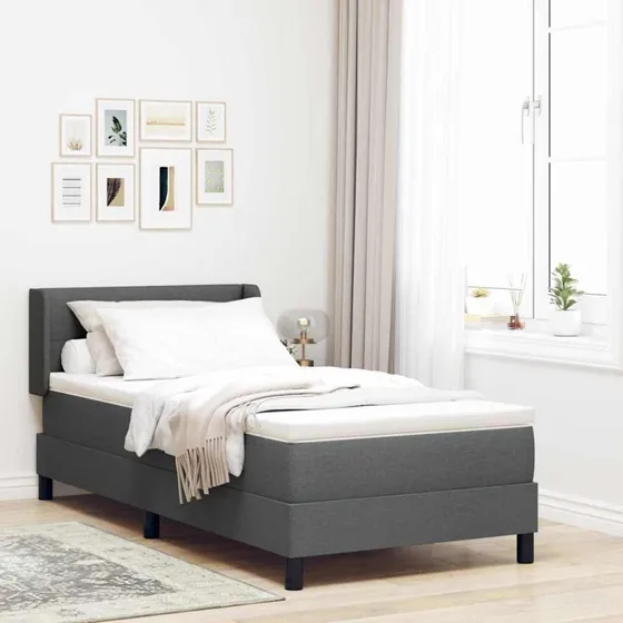 vidaXL Boxspring seng med hovedgærde, mørkegrå, 200 x 80 cm