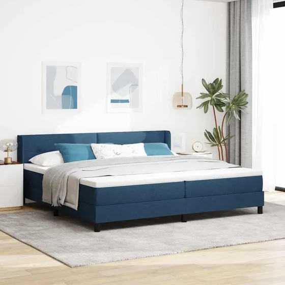 vidaXL Boxspring seng med hovedgærde Blå 200x200 cm