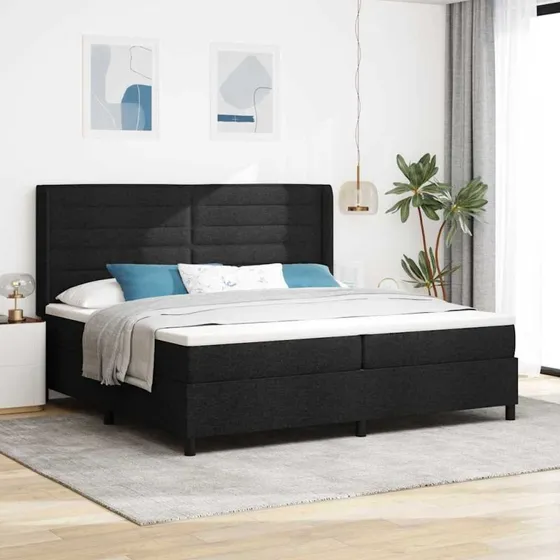 vidaXL Box spring seng med madras, sort, 200 x 200 cm
