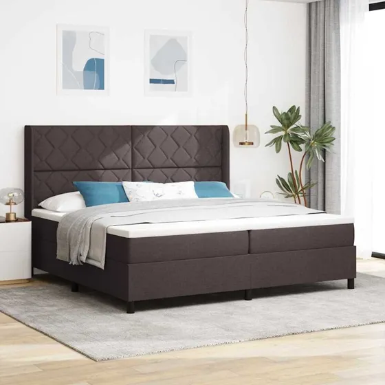 vidaXL Box spring seng med madras Mørk Brun 200x200 cm