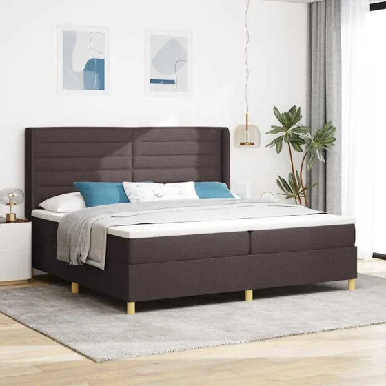 vidaXL Box Spring Seng med Madras Mørk Brun 200x200 cm