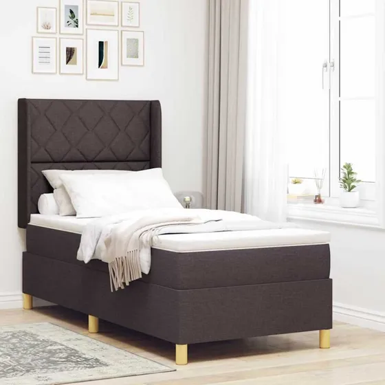 vidaXL Box spring seng med madras, mørk brun, 100 x 200 cm