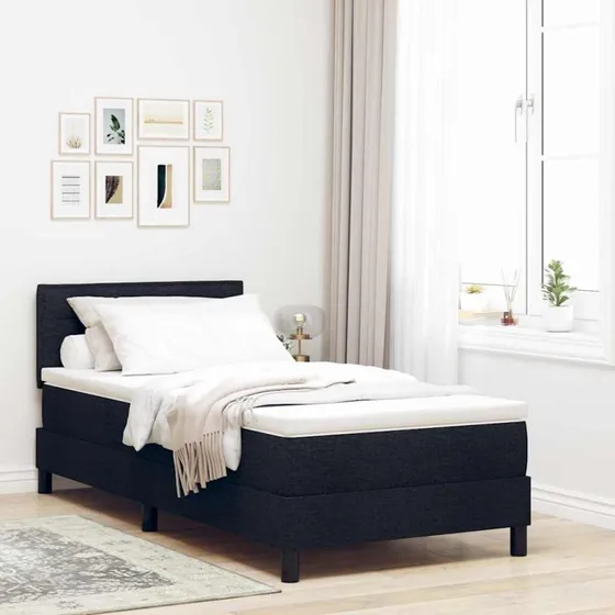 vidaXL Box Spring Seng med LED, Sort 80 x 200 cm, Stof
