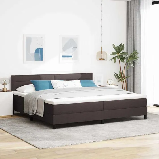 vidaXL Boxspring seng 200x200 cm med LED, mørk brun