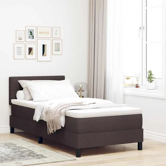 vidaXL Box Spring Seng med Madras, Mørk Brun, 100 x 200 cm