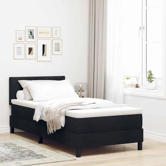 vidaXL Boxspring Seng med LED, Sort 100 x 200 cm, Stof