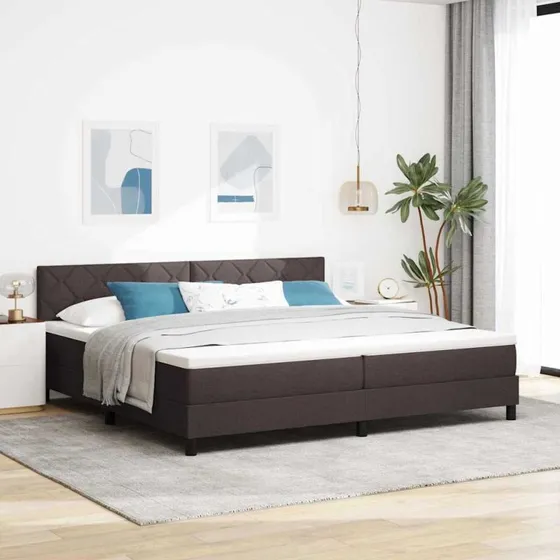 vidaXL Boxspring Seng med Madras, Mørk Brun, 200 x 200 cm, Stof