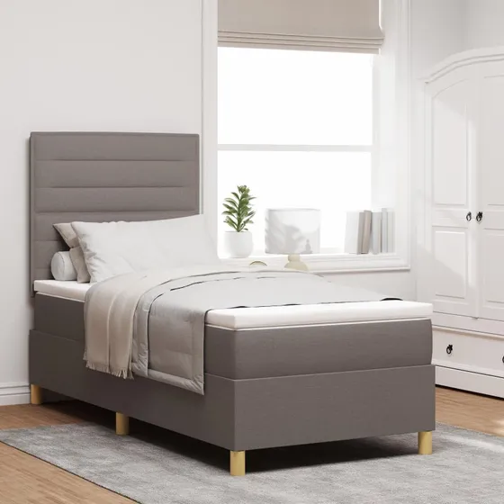 Lumina LED Box Spring Bed med Madras Gråbrun 90x200 cm