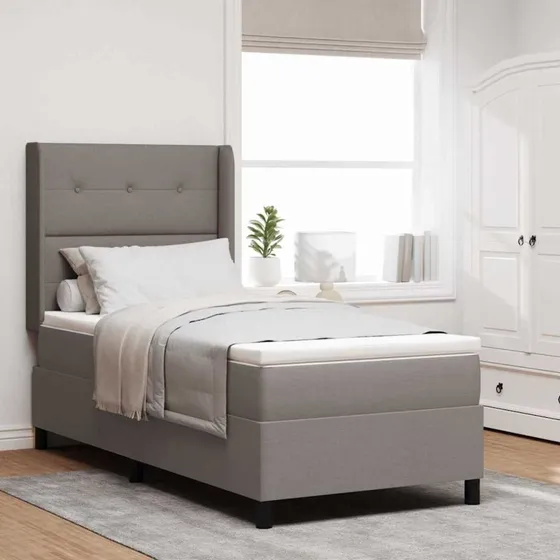 vidaXL LED Box Spring Bed med madras Gråbrun 100x200 cm