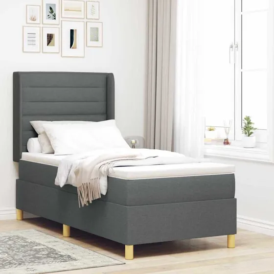 vidaXL Box spring seng med LED-lysstrimler, Grå, 100 x 200 cm