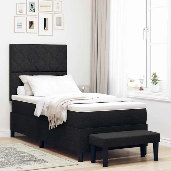 vidaXL Box Spring Seng med Hovedgærde, Sort, 100 x 200 cm