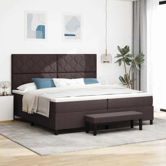 vidaXL Box spring seng mørk brun 200x200 cm med lommesy