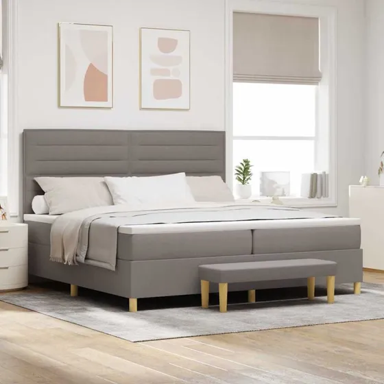 vidaXL Box spring seng med madras Gråbrun 200x200 cm