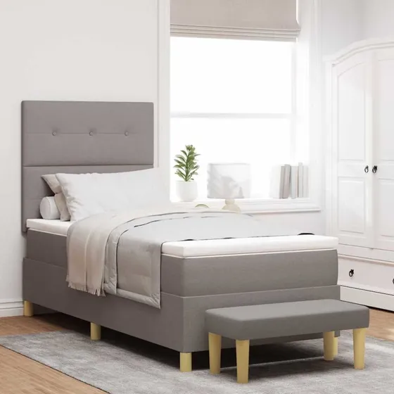 vidaXL Box Spring Seng med Madras Gråbrun 100 x 200 cm