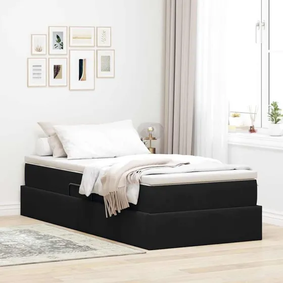 vidaXL Seng med opbevaring, 90 x 200 cm, Sort