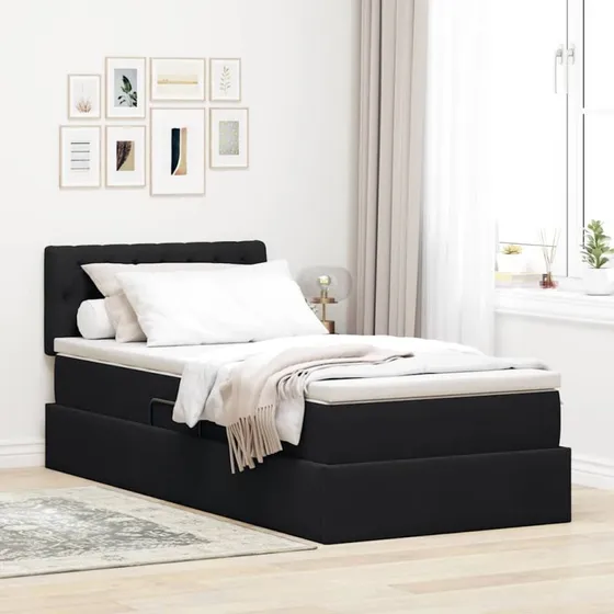 vidaXL Opbevaringsseng 90 x 200 cm Sort med Fløjlsoverflade