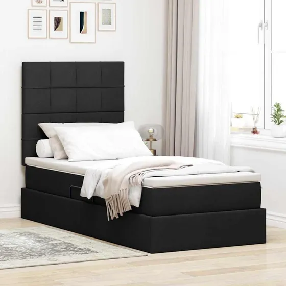 vidaXL Seng med opbevaring, 90 x 190 cm, Sort