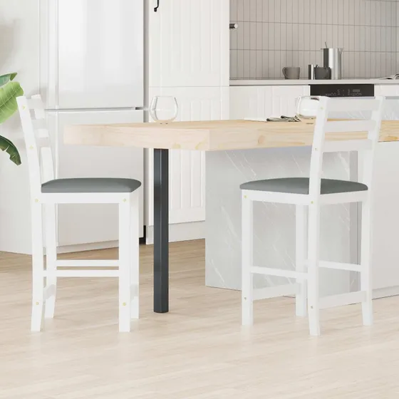 vidaXL Spisestole 2 stk Hvid Massiv Gummitræ 40 x 47,5 x 99,5 cm