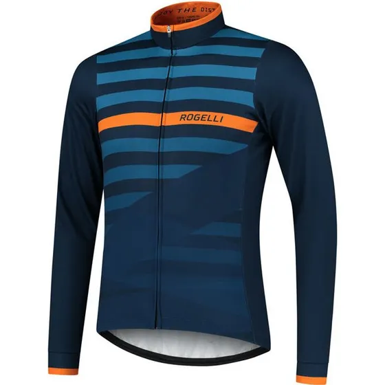 Rogelli Stripe Cykeltrøje Længere Ærmer Blå Orange 2XL