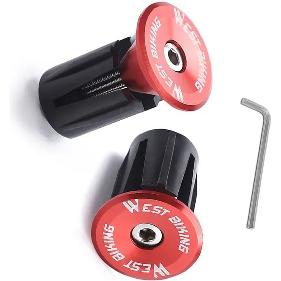 INF Aluminiumslegering Cykelstyr-endepropper m. skruenøgle, rød