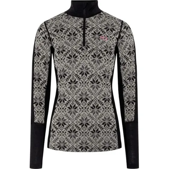 Kari Traa Anna Merino Half-Zip Baselayer Sort/Hvid Dame