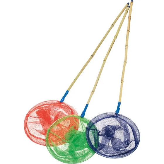 Kinetic Junior fiskenet i bambus, ass. rød/grøn/blå