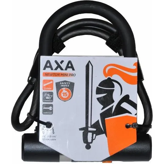 AXA Newton Mini Pro med wire, 140 mm bøjlelås, 10 mm wire