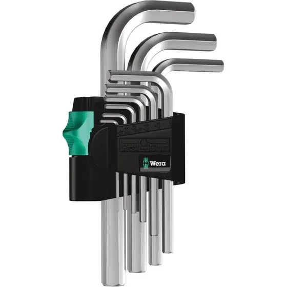 Wera 950/9 Hex-Plus Kompakt Nøglesæt, 9 dele, Krom