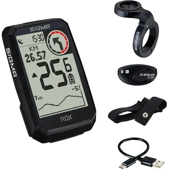 Sigma Rox 4.0 Endurance HR Set, Cykelcomputer med GPS, Sort