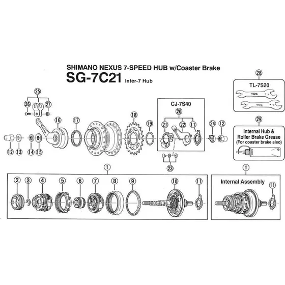 Shimano Nexus 7 Planethjulssæt 1 til SG-7C21/R40/R41