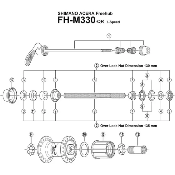 Shimano KONUS Venstre M10 x 15mm til FH-M330