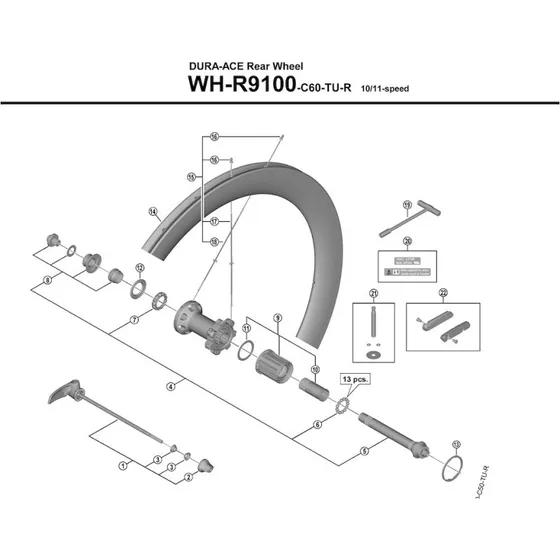 Shimano Dura Ace Eger til Baghjul WH-R9100-C60-TU-R, 278,5 mm