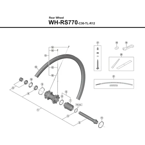 Shimano eger 289,5 mm til WH-RS770-C30-TL-F12