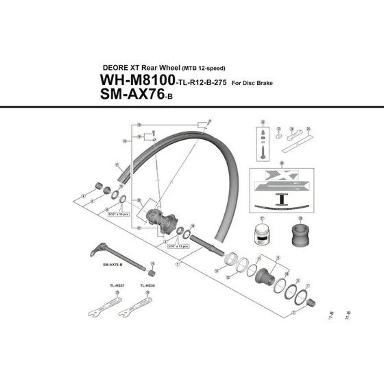 Shimano Eger 277mm Højre til WH-M8100-TL-R125-B-275