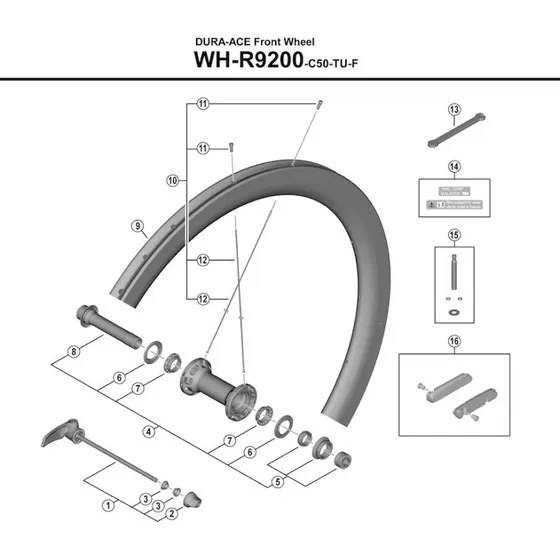Shimano Dura Ace Eger 261mm til WH-R9200-C50-TU-F