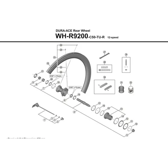 Shimano Dura Ace Eger 258mm til WH-R9200-C50-TU-R