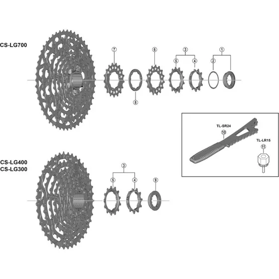 Shimano Linkglide Lock Ring & Skive til CS-LG400-10 Kassette