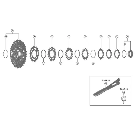 Shimano 105 Lock Ring og Skive til CS-R7101-12 Kassette