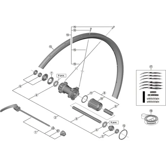 Shimano KONUS & Låsemøtrik Venstre WH-RS300-CL-R