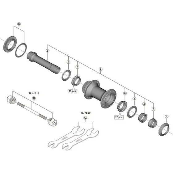Shimano XTR HB-M9110 Non-Boost Foraksel