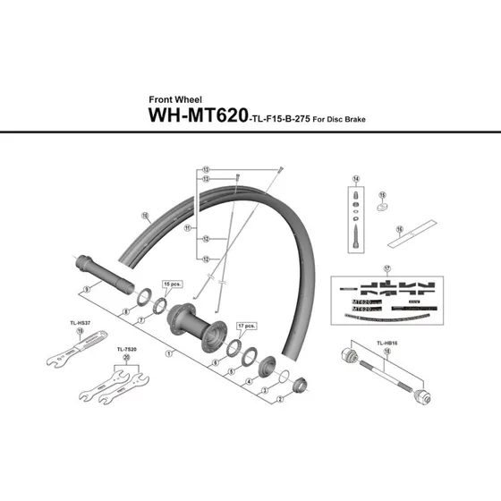 Shimano Eger 273mm til WH-MT620-TL-F15-B-275