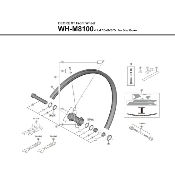 Shimano Eger 281,5 mm til WH-M8100-TL-F15-B-275