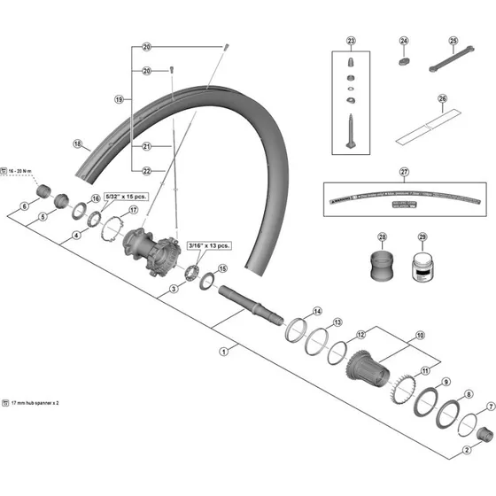 Shimano Dura Ace Lukkemøtrik Venstre med O-ring til WH-R9270-C36-TL-R