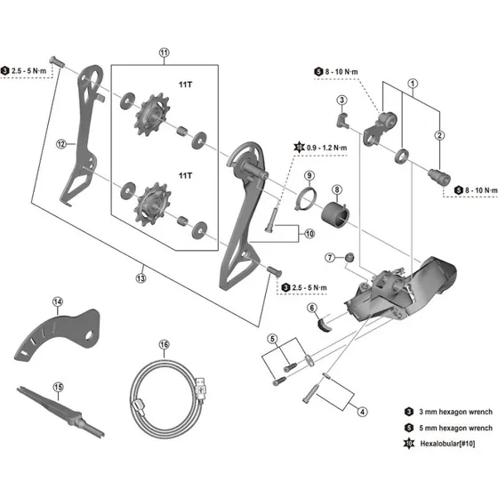 Shimano 105 RD-R7150 Yderplade med Skrue
