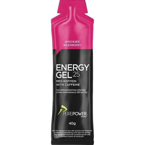 PurePower Energy Gel Hindbær med 32 mg koffein 40 g