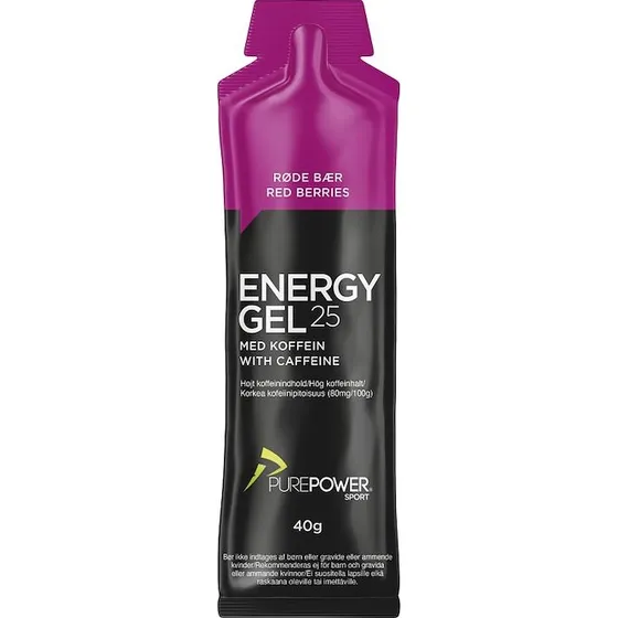 PurePower Energy Gel Røde Bær 32 mg koffein 40 g