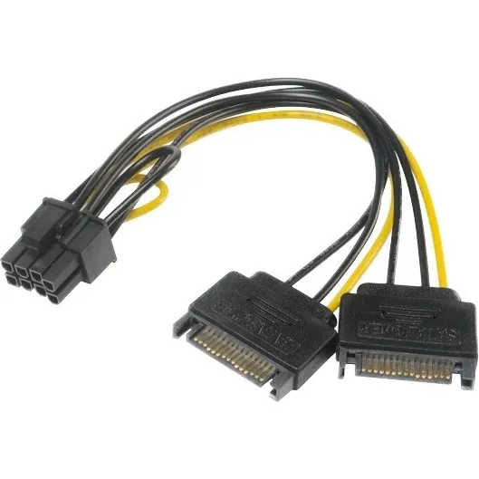 Akasa AK-CBPW19-15 SATA til 6+2pin PCIe Adapter, 15 cm, sort