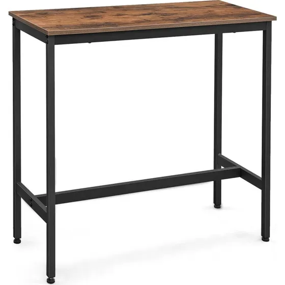 Barbord smalt 100 × 40 cm rustik brun/sort, stålstel